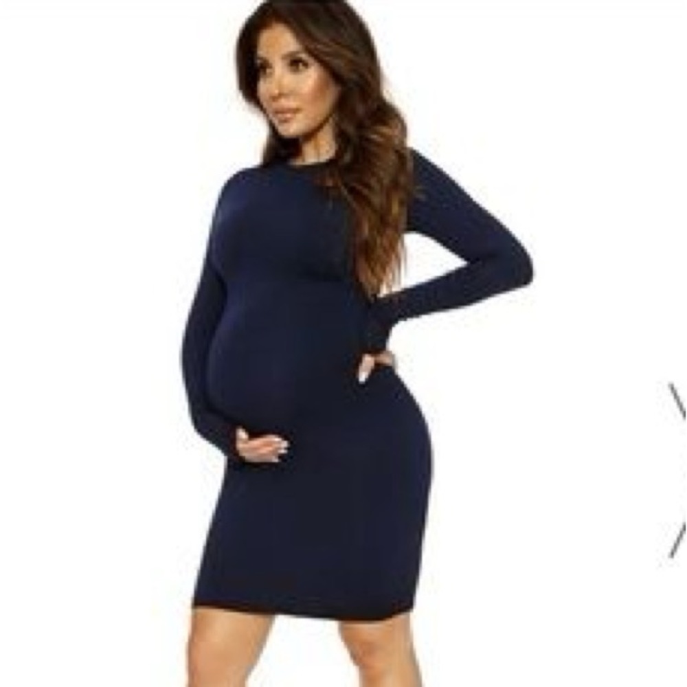 Naked Wardrobe Navy Long Sleeve Dress